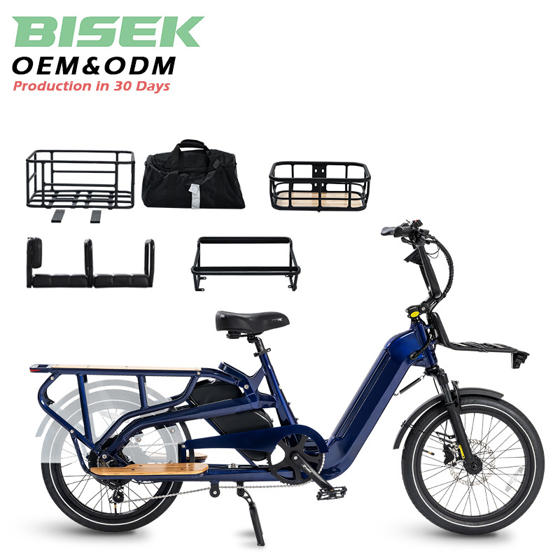 OEM 48v Electric Cargo Bike 350w Mid Drive Motor 36v E-Cycle for Adults Family E-Bicycle with Tricycle Option