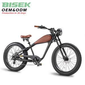 OEM Vintage Cruiser Style 250W 500W 1000W 26 Inch Cafe Racer Fat Tire Electric Bike stretch beach cruiser bike