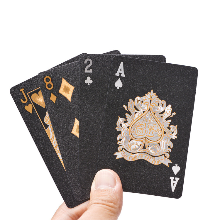 Wholesale Custom black and gold playing cards  PVC Plastic Waterproof playing card bicycle with deck playing card Custom Logo