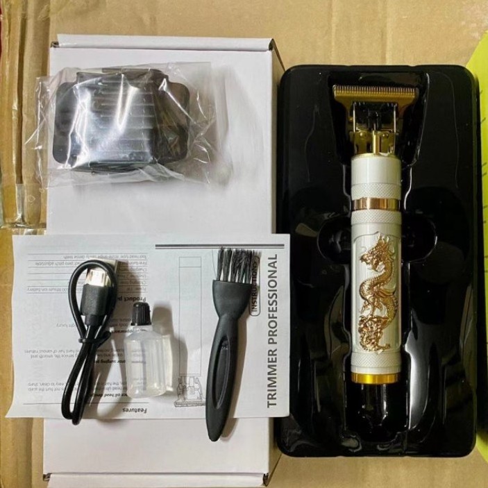 Metal T9 usb rechargeable electric hair salon clippers cordless barber trimmer gold buddha trimmer for man