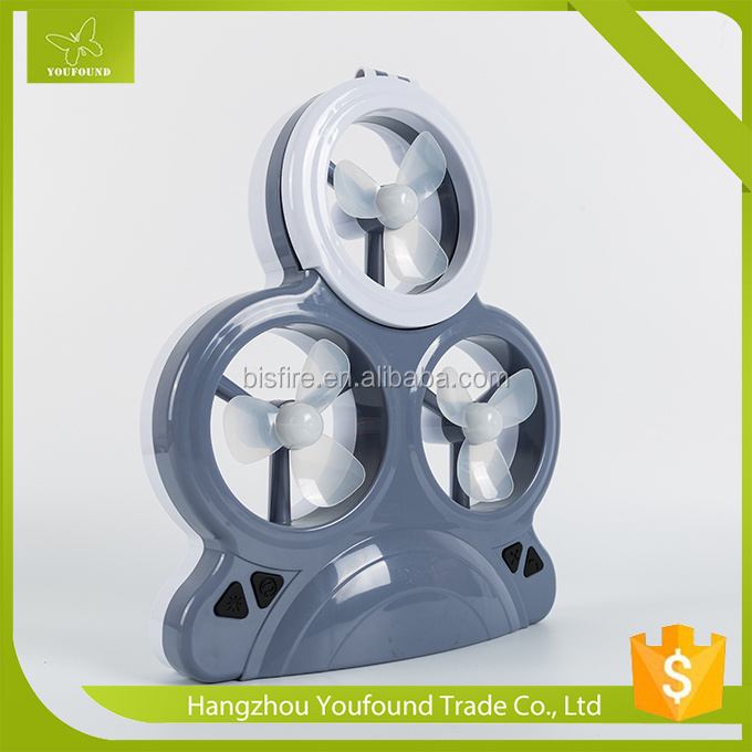 AX-3MF Plastic Mini Fan with LED Light 3 Mini Fans Rechargeable Solar Chargeable Mini Fan