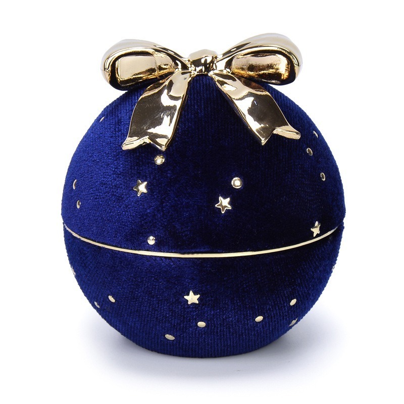 Propose creative blue planet jewelry box ring ball bowknot Christmas gift custom wholesale jewelry box