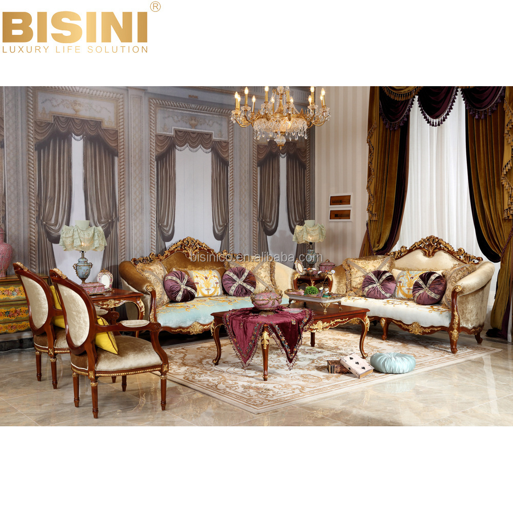 BISINI Brand Luxury Retro European Classical Three Seater  Sofa Cama, Embroidery Royal Sofa for Home