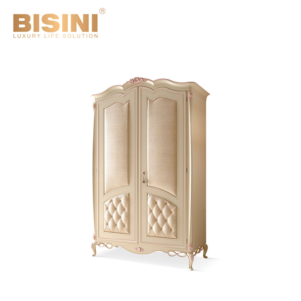 Modern Italian Furniture Cabinets Mini Clothes Wardrobe With Interior Mirrors Villa Bedroom Closet With 2 Closet Doors