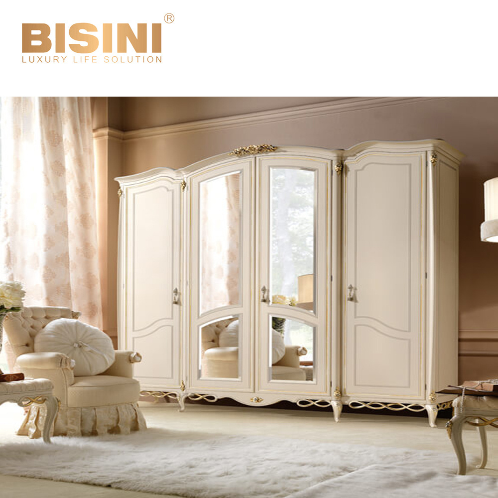 Modern Italian Furniture Cabinets Mini Clothes Wardrobe With Interior Mirrors Villa Bedroom Closet With 2 Closet Doors