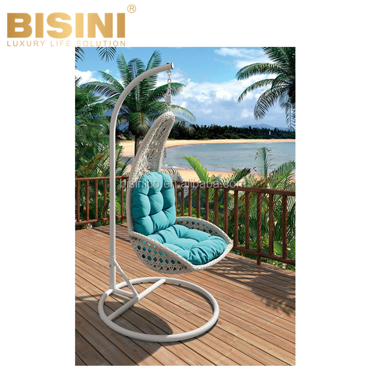 Seaside Beach White PE Rattan Wicker and Aluminum Swing Chairs Villa Outdoor Garden Patio Hanging Chair Hanging Hammock