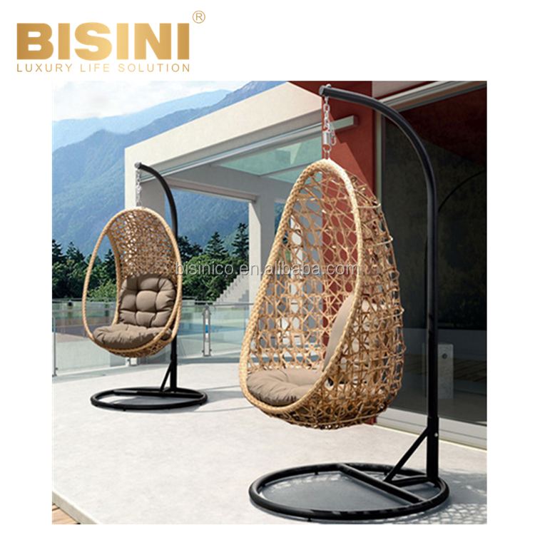 Garden Swimming Pool  PE Rattan Wicker and Aluminum Swing Chairs Outdoor Seaside Beach Patio Egg shape Hanging Basket