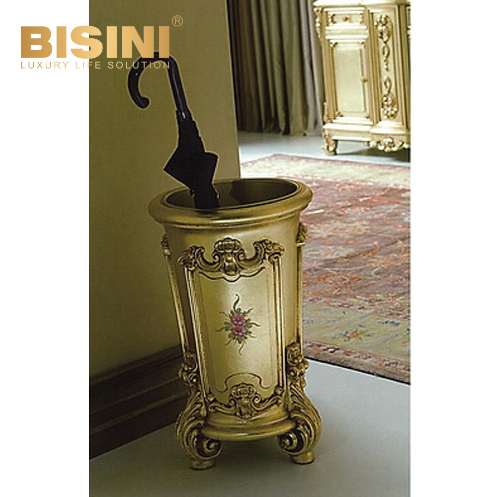 High-end luxury umbrella barrel European gold leaf solid wood carving Umbrella bucket