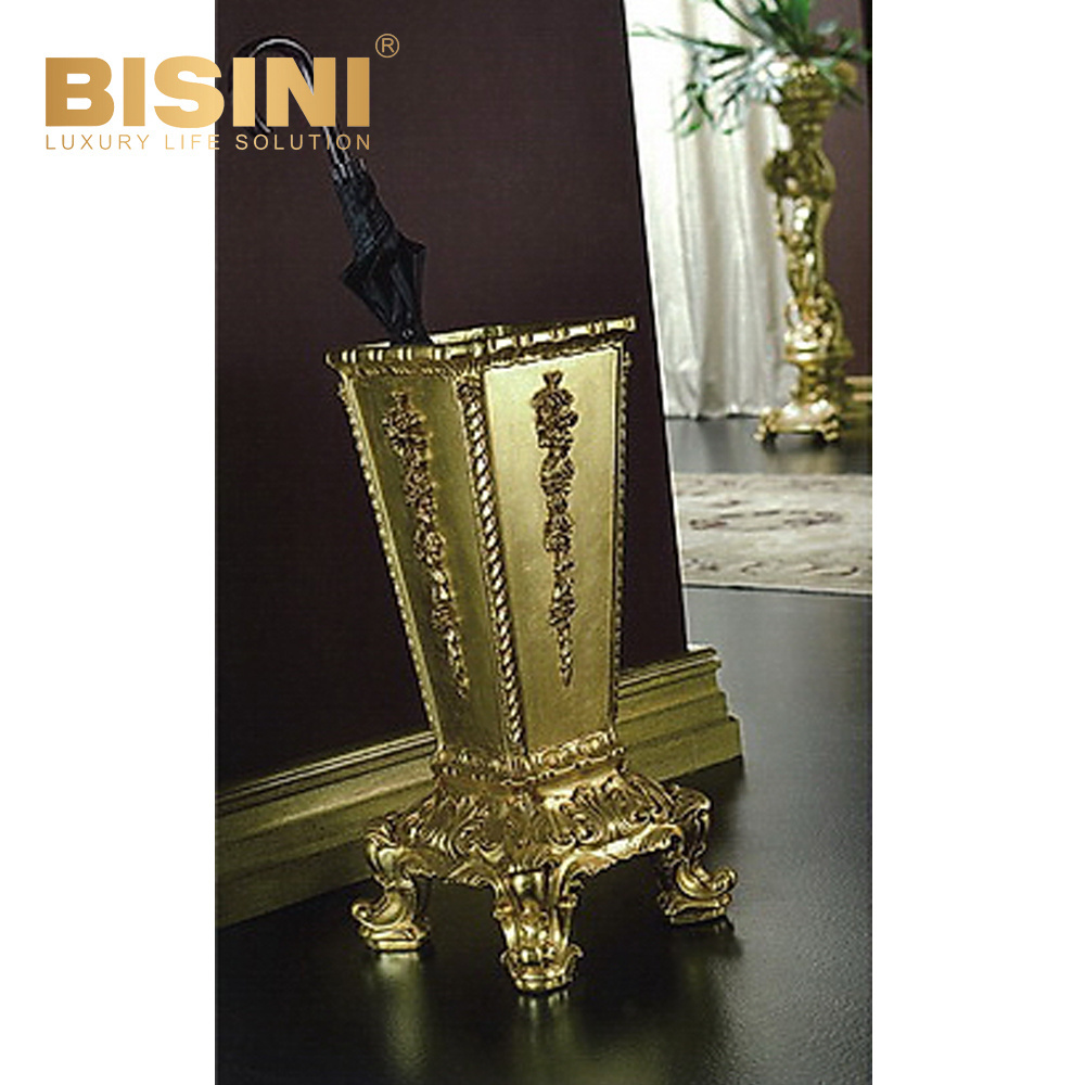 High-end luxury umbrella barrel European gold leaf solid wood carving Umbrella bucket