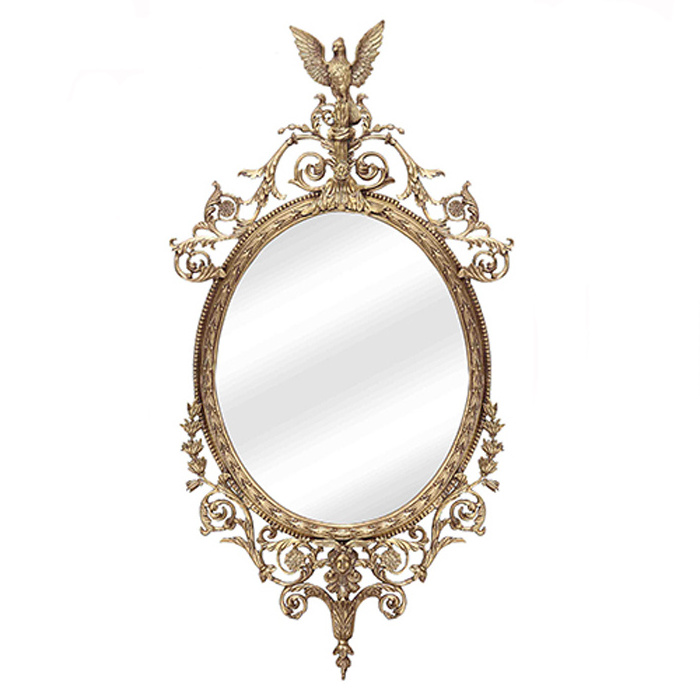 Exquisite European Reproduction Antique Decoration Luxury Copper And glass Hanging Baroque Gold  Wall Mirror BF08-SJ100017