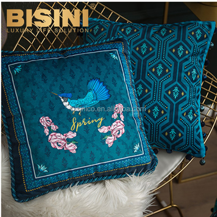 European Style Spring Series Singing Birds design Windows Cushions Blue Swing Chairs backrest Pillows Cushion