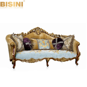 BISINI Brand Luxury Retro European Classical Three Seater  Sofa Cama, Embroidery Royal Sofa for Home