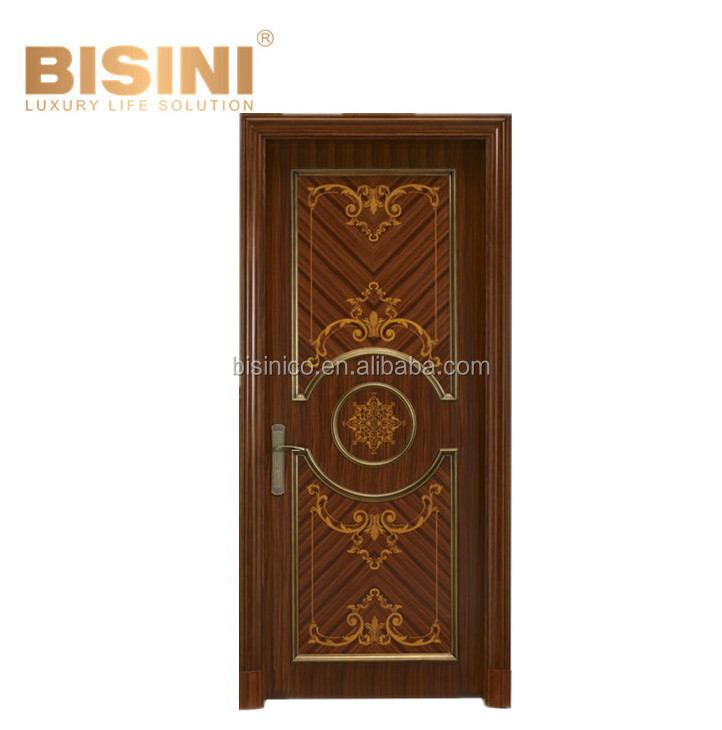 Exquisite Solid Wood Bedroom Entry Door, Hand Painted Palace Single Swing Door Wooden White Door With Gold Leaf