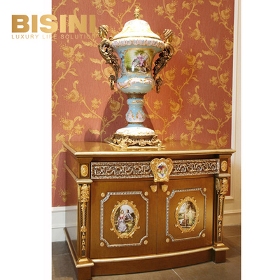 royal french style luxury hand carved tv cabinet / wine cabinet of high quality, classical living room furniture set