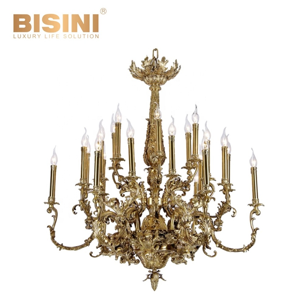 New European Style Solid Brass Dining Living Room Lamp Luxurious Chandelier and Pendant Light For High Ceiling Hotel Or Villa