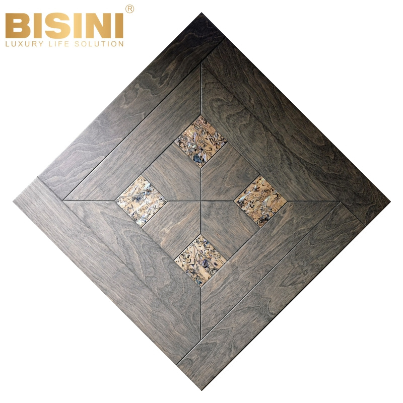 Villa Custom European Style Birch Rosewood Art Marquetry Pearl Shell Inlay Patterned Parquet Engineered Wood Flooring