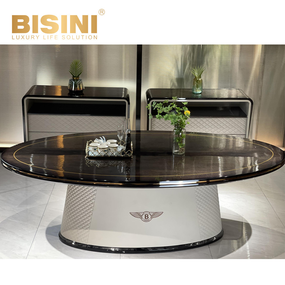 High class hardware cloth embroidery Rotatable table Natural wood Villa with Turntable luxury large round dining table