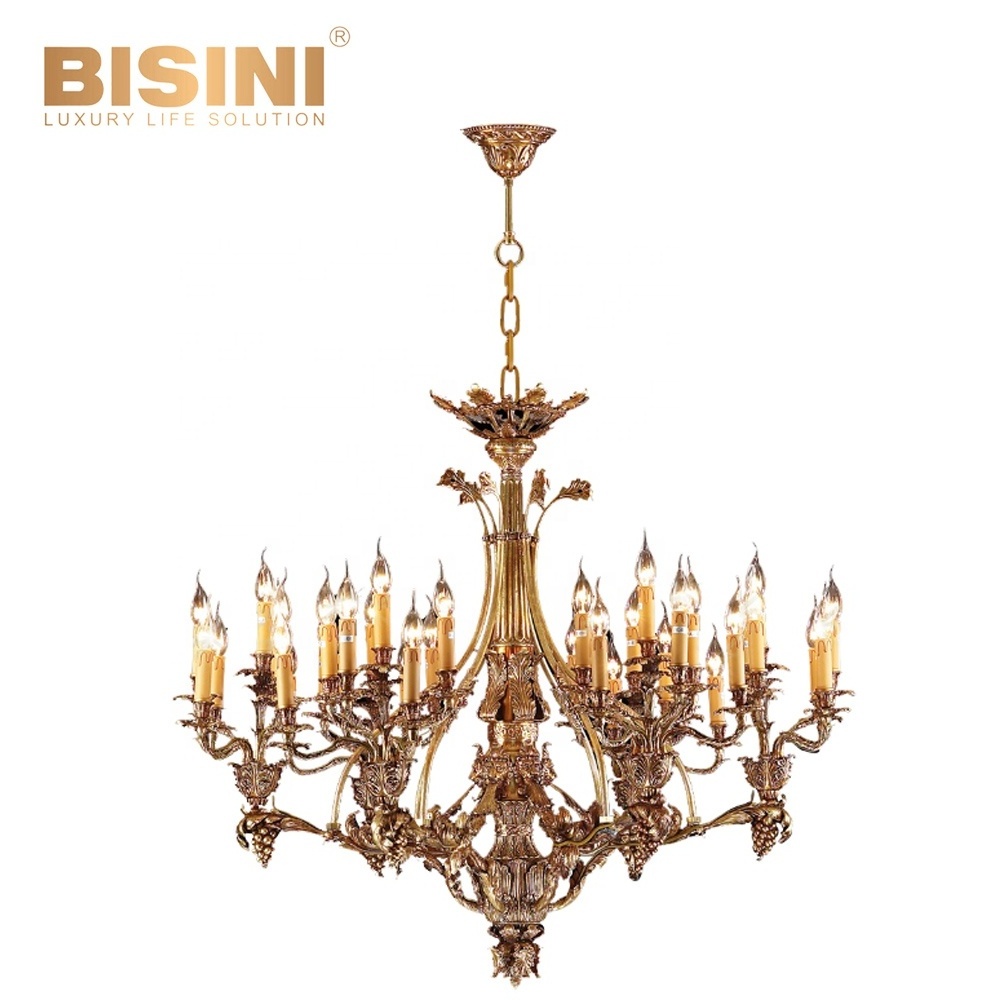 New European Style Solid Brass Dining Living Room Lamp Luxurious Chandelier and Pendant Light For High Ceiling Hotel Or Villa