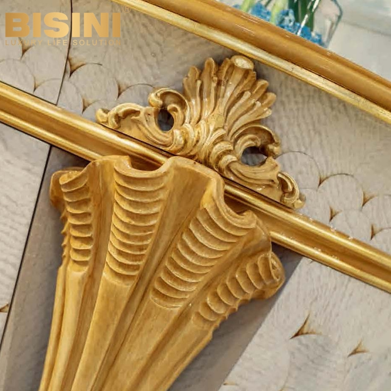 Factory Customized Italy Style Villa Home Veneer Buffet Cupboard Cabinet Wood Carved Hand-painting Shell Parquet Sideboard Shelf