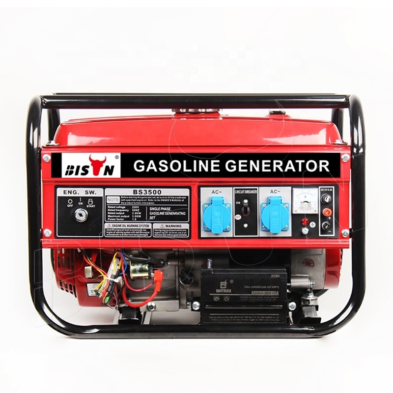 Bison Power China OHV 7 HP 3KW 3Kva Engine Air-cooled Manual Red Gasoline Generator