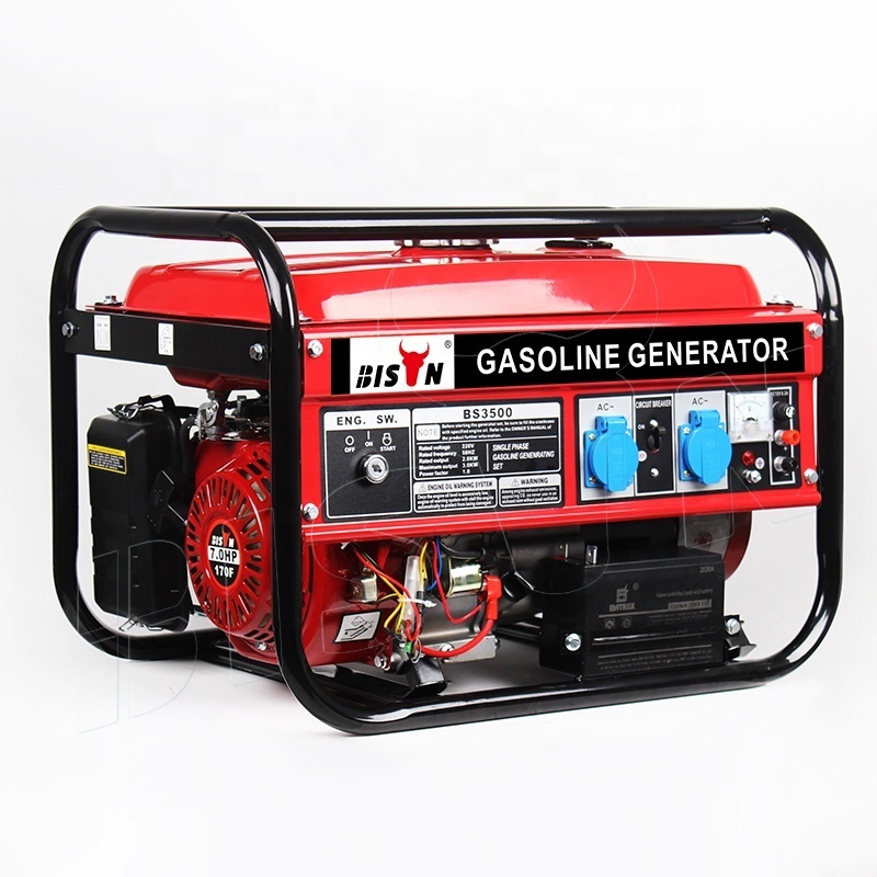 Bison Power China OHV 7 HP 3KW 3Kva Engine Air-cooled Manual Red Gasoline Generator