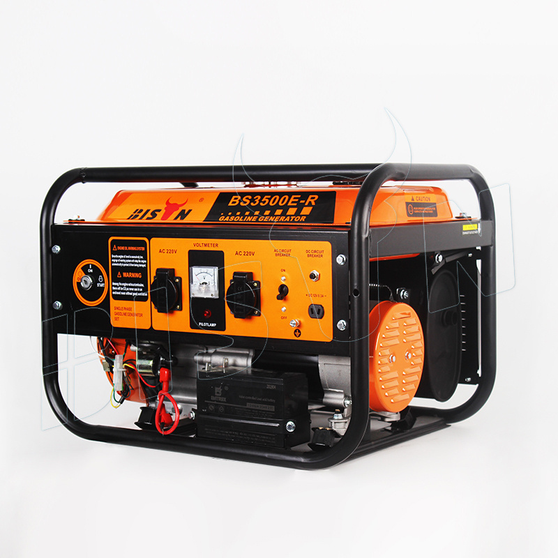 Bison 170F Engine Power 3Kva 3Kw 3000Watts Recoil Electric Start 48V Dc Gasoline Generator