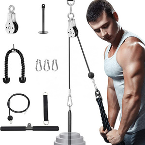 Home Gym Accessories Adjustable Length Fitness LAT Pulldown Pulley System DIY Pulley Cable Machine Attachment System