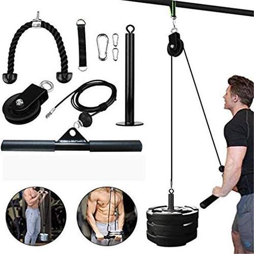 Home Gym Accessories Adjustable Length Fitness LAT Pulldown Pulley System DIY Pulley Cable Machine Attachment System