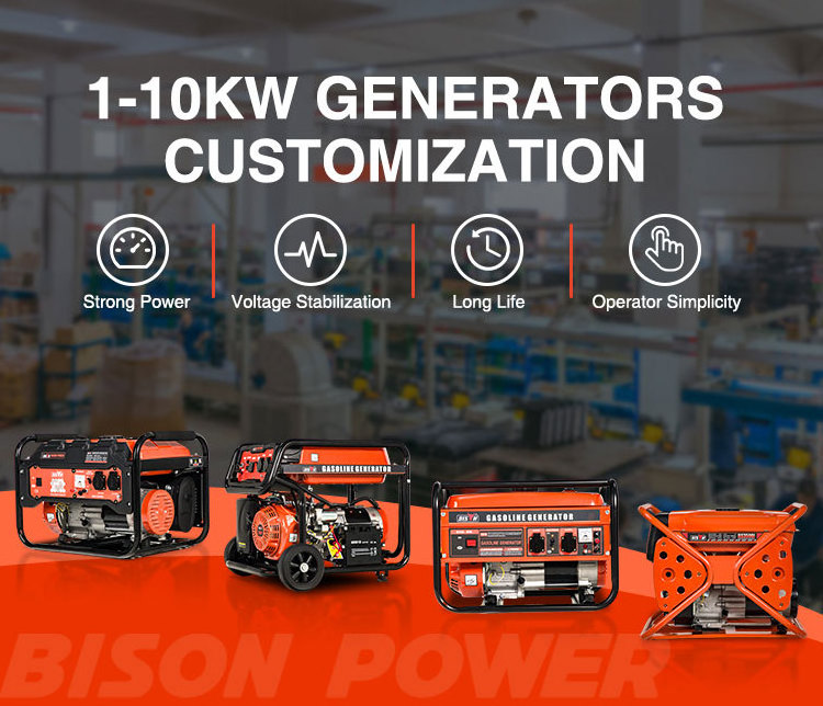 Bison Supplier 110V 190F Single Phrase 15Hp Manual Start 5Kva Low Noise Gasoline Generator