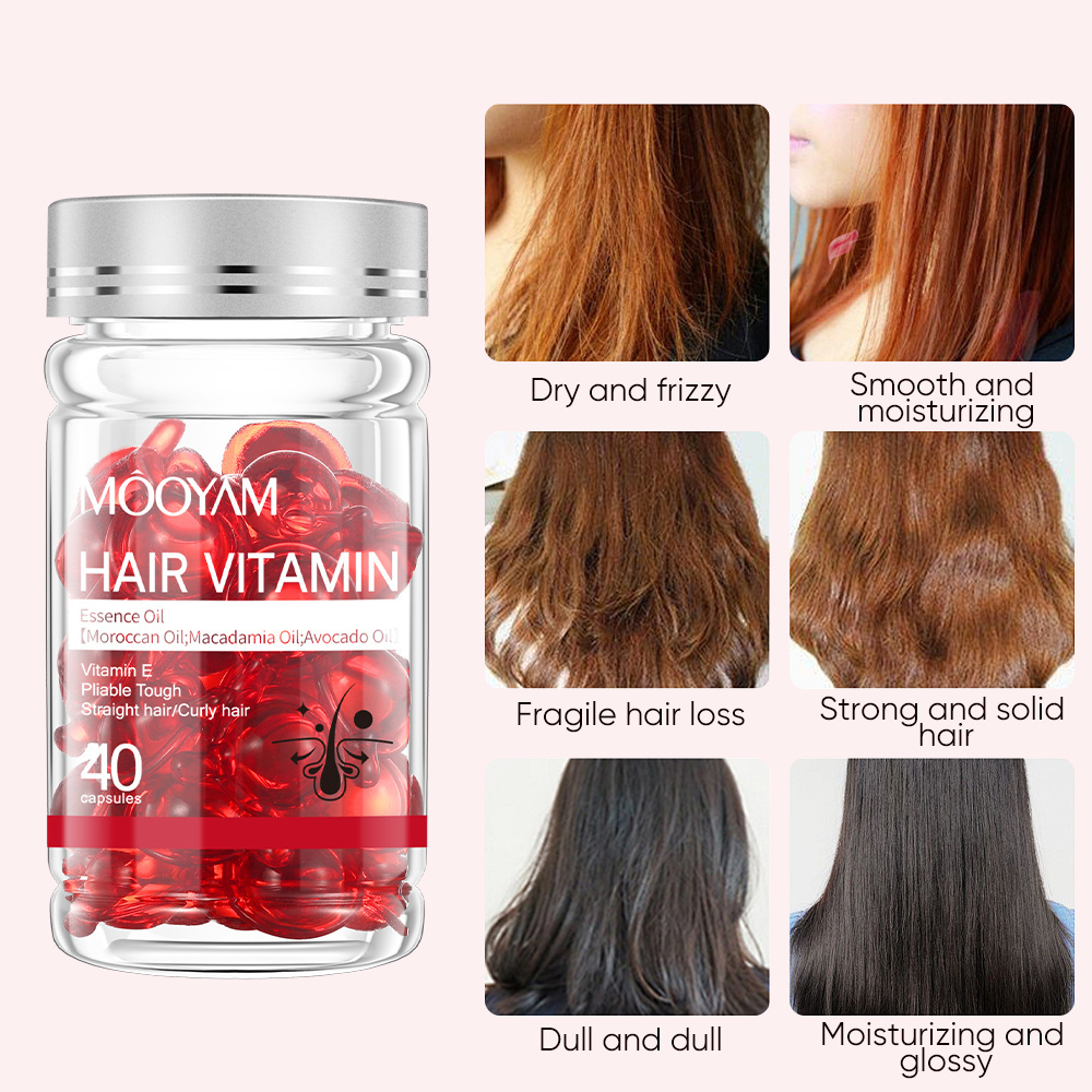 Hot Sale OEM Hair Care Essential Oil Capsule With Morocco Jojoba Oil Serum Vitamin 40 capsules 40ml  Essential Oil Capsule