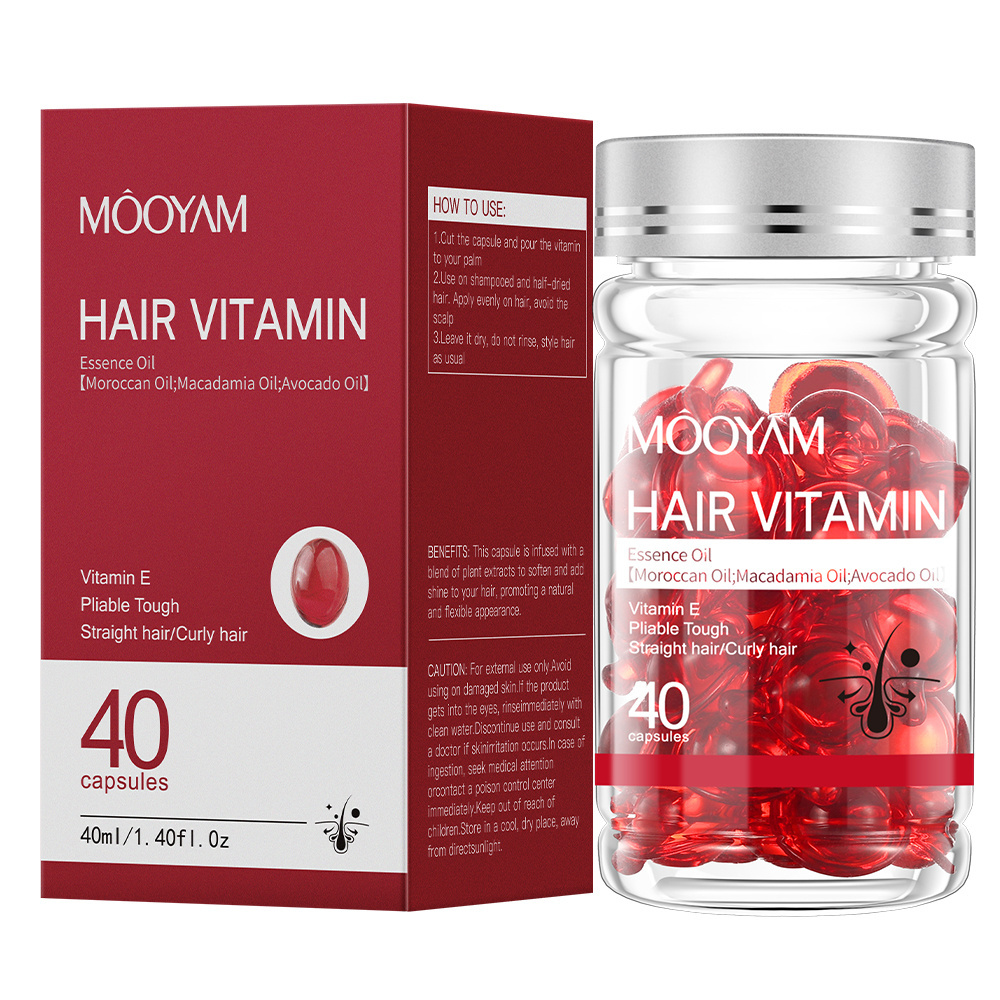 Hot Sale OEM Hair Care Essential Oil Capsule With Morocco Jojoba Oil Serum Vitamin 40 capsules 40ml  Essential Oil Capsule