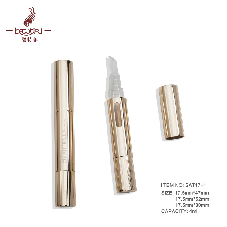 2ml 4ml 6ml Empty aluminum shiny gold cosmetic lip gloss twist packaging nail polish/teeth whitening pen,cuticle oil pen