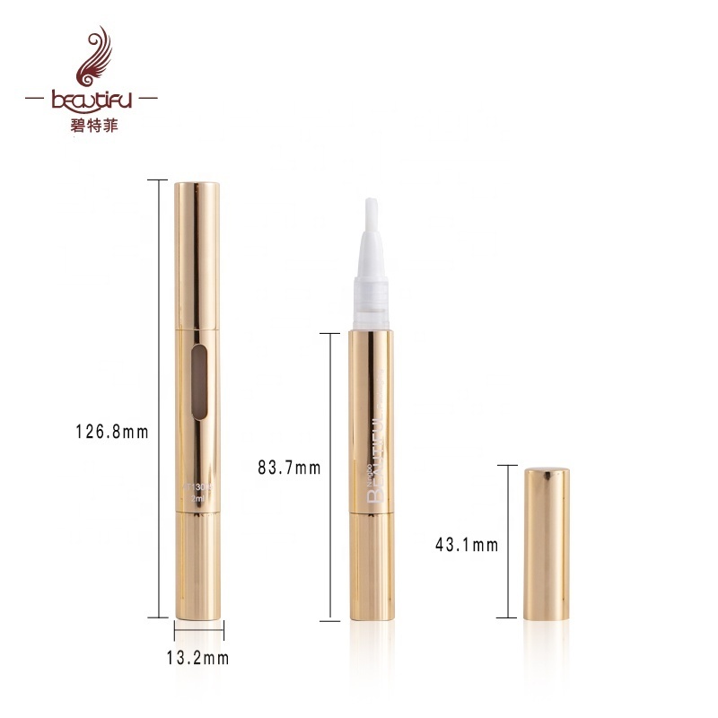 Twist Pen with Clear Window for Concealer Nail Cuticle Oil Lip Plumper Lip Gloss Gold 2ml Luxury Cosmetics Customized Accept