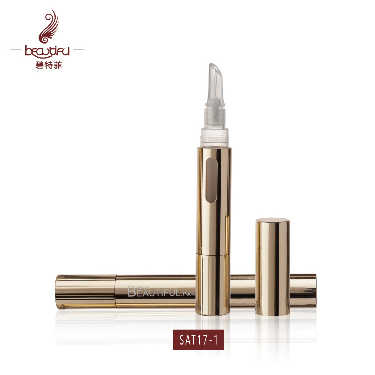 2ml 4ml 6ml Empty aluminum shiny gold cosmetic lip gloss twist packaging nail polish/teeth whitening pen,cuticle oil pen