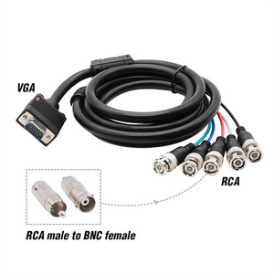 VGA DVI to RGBHV Component Cable 5x BNC Port Video Adapter Cable For PC Retrogaming Video Devices