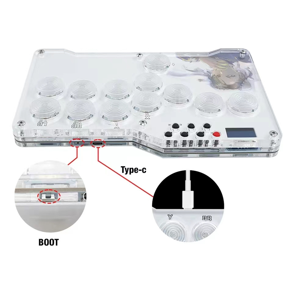 Mini hitbox Arcade Joystick Fight Stick  Keyboard GP2040 CE  For PS3 PS4 SWITCH PC