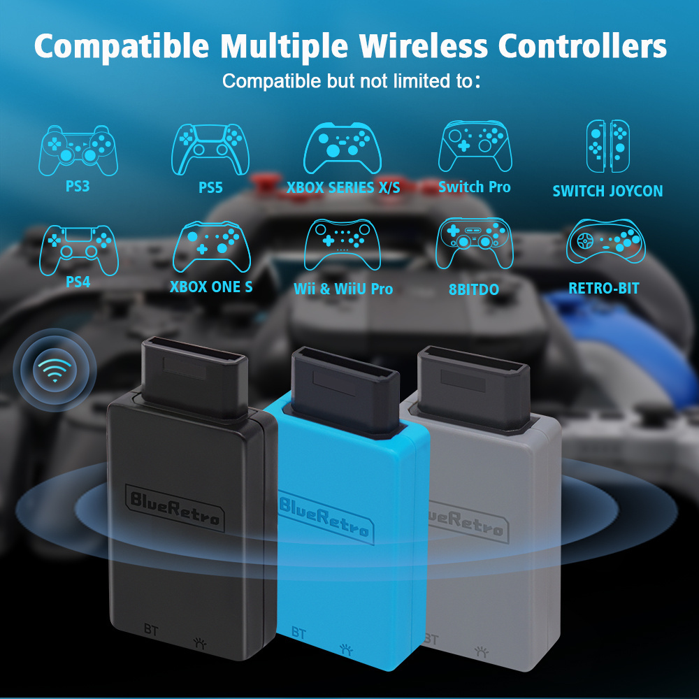 Blueretro Wireless Controller Adapter for Saturn Console to PS4 PS5 8bitdo M30 Switch Joycon Xbox One S Controller