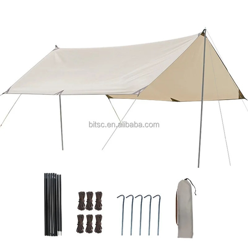 2023 New Hot Waterproof, Durable, Portable, Camping Tarp, Hammock Tarp, Rain Cover with poles