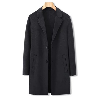 Latest design mens woolen pea coat slim fit single breasted winter cashmere wool coat men