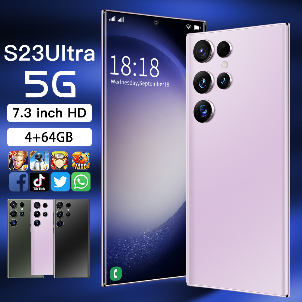 Original new S23 Ultra Global 5G unlocked Smartphone 7.3 inch Big Screen 4GB+64GB Dual Sim GSM cellular smart Mobile phones