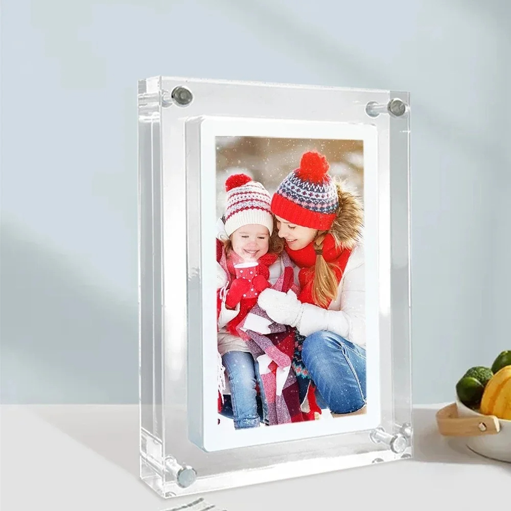 Acrylic Digital Photo Frame Visual Electronic Video Picture Frame 1200mAh Built-in Battery 2GB Memory 5inch Display Screen