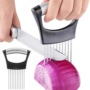 Steel Onion Needle Easy Slicer Cutter Tomato Safe Fork Handheld Vegetable Knife Kitchen Multifunctional Onion Holder Slicer