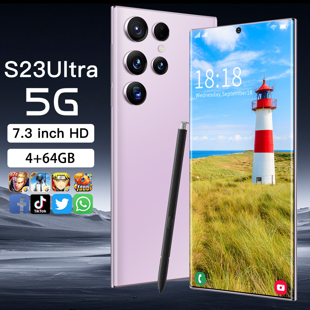 Original new S23 Ultra Global 5G unlocked Smartphone 7.3 inch Big Screen 4GB+64GB Dual Sim GSM cellular smart Mobile phones