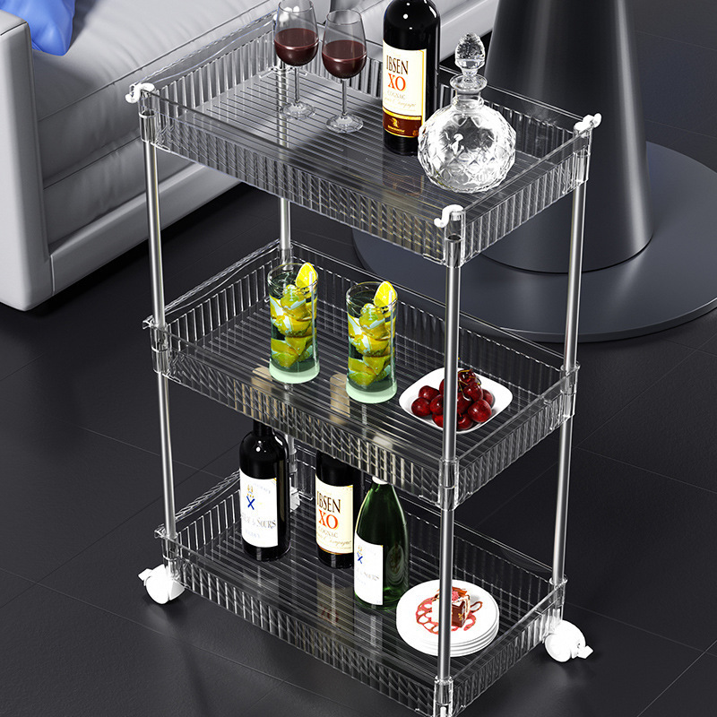 2/3/4 Tier Storage Cart Bathroom Miscellaneous Storage Rack Organizer with Wheels for Kitchen Rolling Cart