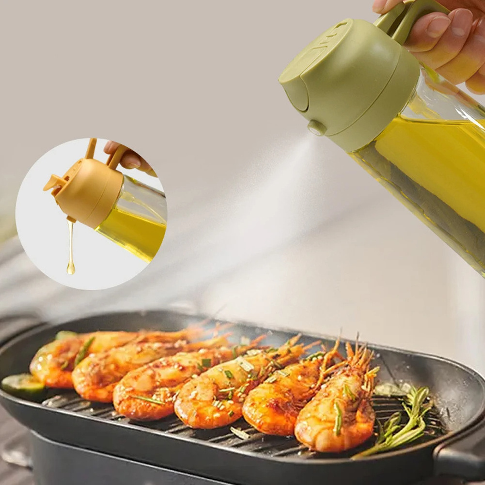 Olive Oil Dispenser Dual-Purpose Camping BBQ Reusable Sauce Sprayer Bottle Glass Spray And Pour All-in-one Oil Spray Bottle