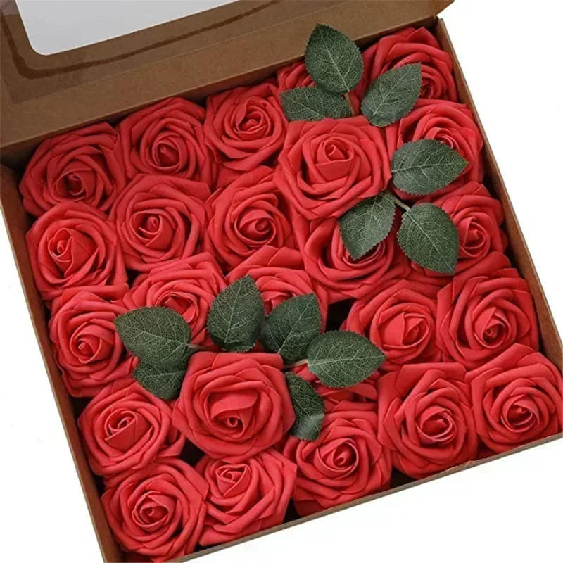 DIY Wedding Bouquets Party Home Decor Garden Decoration 25Pcs Artificial Foam Faux Flowers Roses