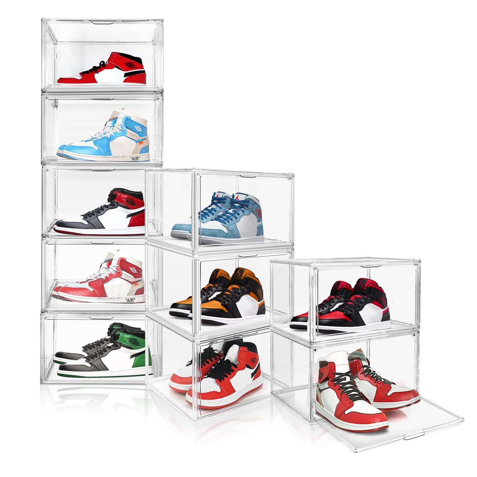 Shoe Storage Sturdy Box Containers with Door Clear Shoe Boxes Stackable Sneaker Storage Storage Shoe Box