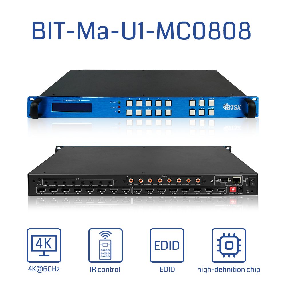 Bitvisus New 2X2 2X3 8 Input 8 Output HDMI Matrix 4K60 HDMI Video Matrix Switch