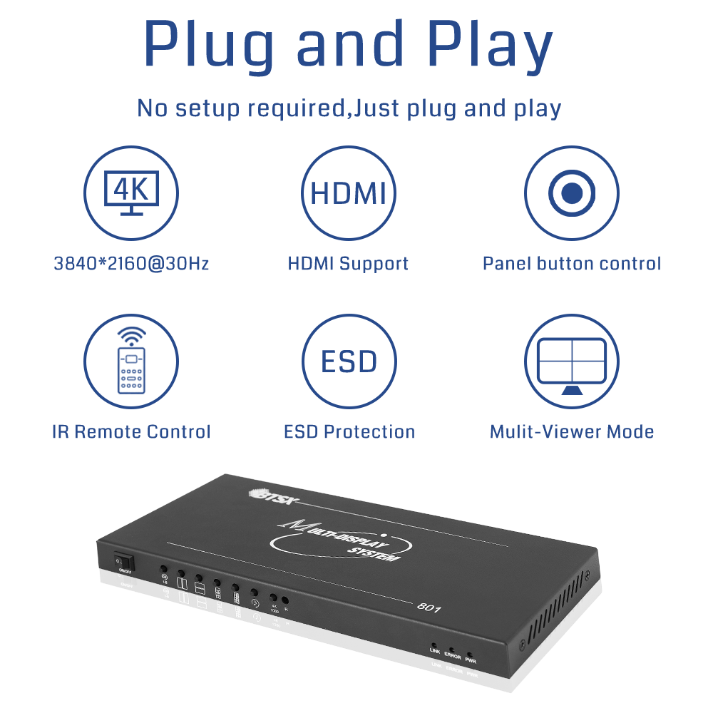 Bitvisus Video Wall Controller Seamless Switching 4K30 Video Switcher Multiviewer HDMI