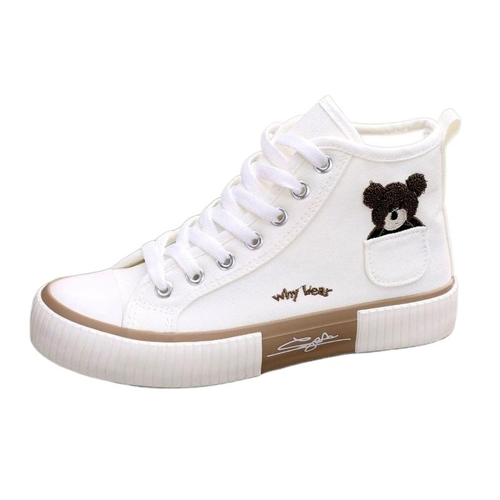 Pocket Bear High-top Shoes for Women, Ins Casual Sports All-match Canvas Shoes, 2023 New Style